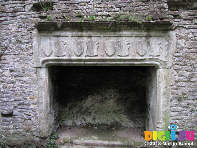 SX33076 Shields over fireplace Old Beaupre Castle